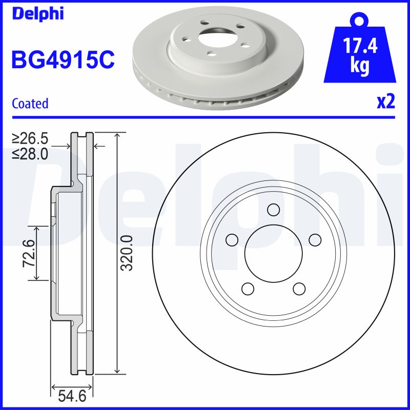 Тормозной диск DELPHI BG4915C