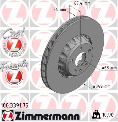Тормозной диск ZIMMERMANN 100.3391.75
