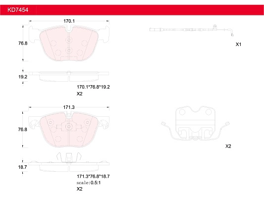 Комплект тормозных колодок дисковый тормоз ASIMCO KD7454