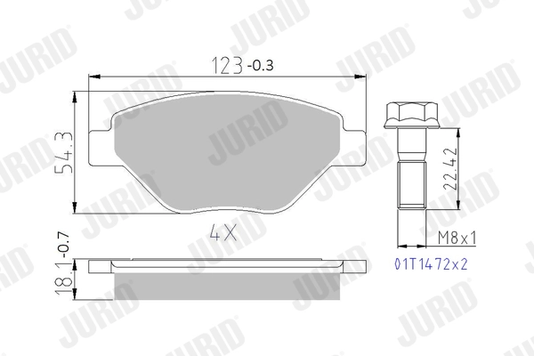 Комплект тормозных колодок дисковый тормоз JURID 573123J