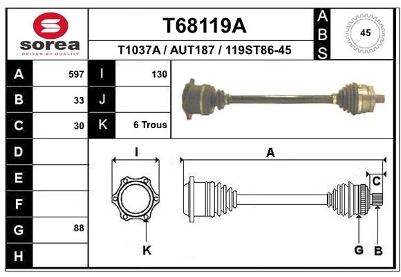 Приводной вал EAI T68119A