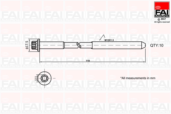 Комплект болтов головки цилидра FAI AUTOPARTS B1401