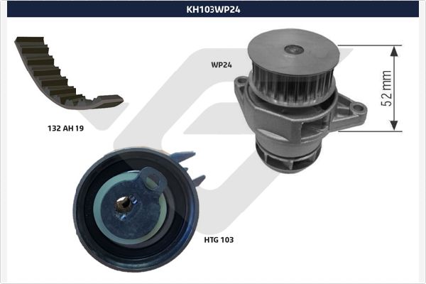 Водяной насос + комплект зубчатого ремня HUTCHINSON KH 103WP24