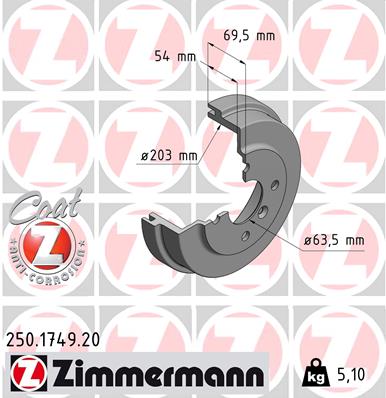Тормозной барабан ZIMMERMANN 250.1749.20
