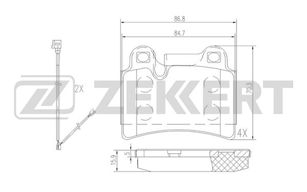 Комплект тормозных колодок дисковый тормоз ZEKKERT BS-2451