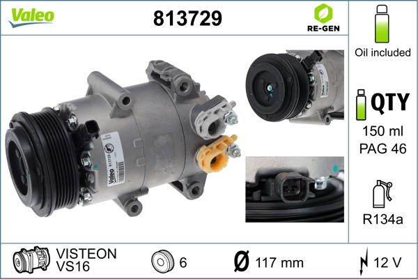 Компрессор кондиционера peugeot 307 2.0 hdi 00 VALEO 813729