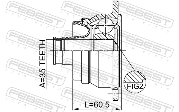 Шарнир продольный вал FEBEST 0711-JB424RSHA