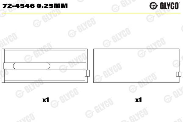 Подшипник коленвала GLYCO 72-4546 0.25mm