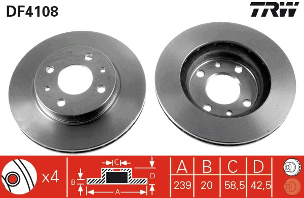 Диск тормозной TRW DF4108