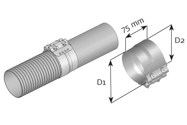 Хомут гофры d 76 / 810 mm (нерж aisi 304). усиленный. DINEX 99277