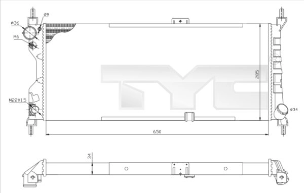 Радиатор охлаждения двигателя TYC 725-0019-R