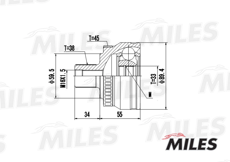 Miles шрус audi a4 1.6-2.0 00- нар.(abs) MILES GA20027