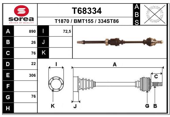 Полуось EAI T68334