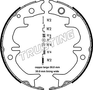 Комплект тормозных колодок стояночная тормозная система TRUSTING 115.314K