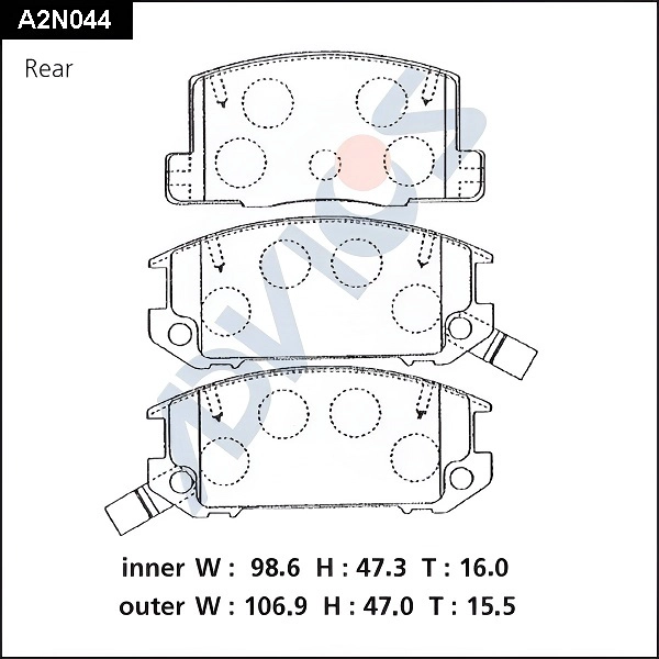 Колодки тормозные дисковые задние комплект advics ADVICS A2N044