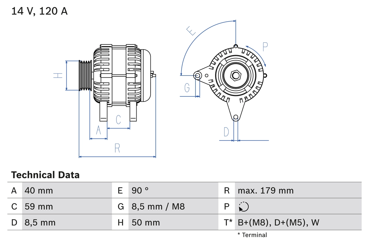 Генератор vw BOSCH 0 986 038 950