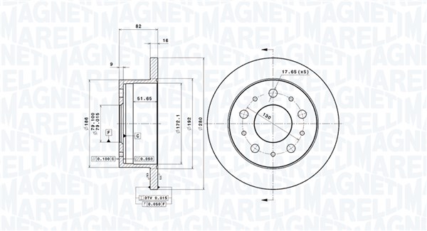 Brake disc fiat ducato 06 rear l/r MAGNETI MARELLI 360406023600