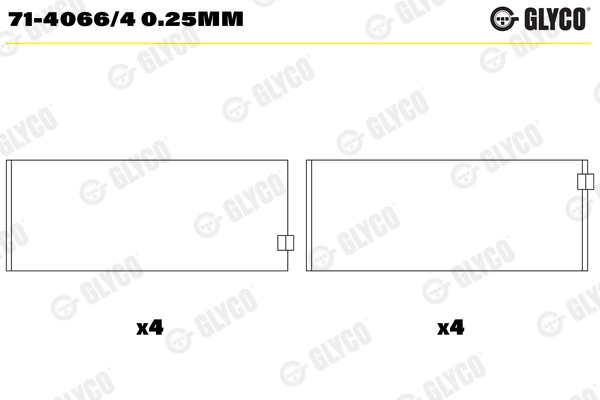 Шатунный подшипник GLYCO 71-4066/4 0.25MM