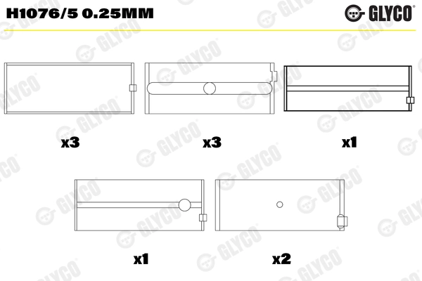 Подшипник коленвала GLYCO H1076/5 0.25MM
