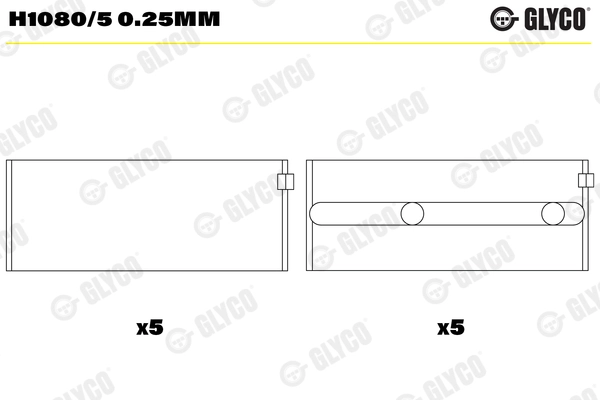 Подшипник коленвала GLYCO H1080/5 0.25MM
