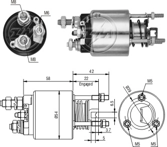 Тяговое реле стартера ZM ZM2-595