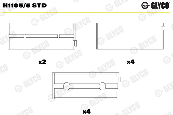 Подшипник коленвала GLYCO H1105/5 STD