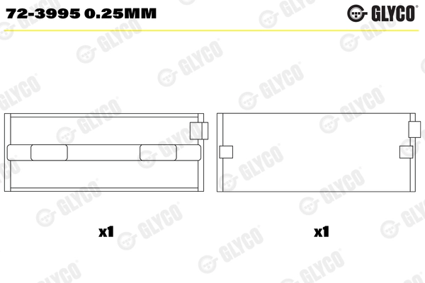Подшипник коленвала GLYCO 72-3995 0.25MM