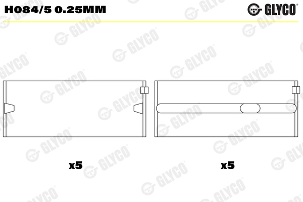 Подшипник коленвала GLYCO H084/5 0.25MM