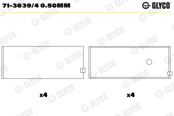 Шатунный подшипник GLYCO 71-3639/4 0.50MM