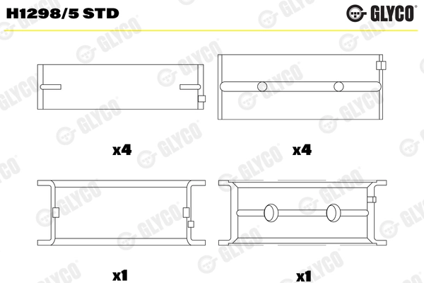 Подшипник коленвала GLYCO H1298/5 STD