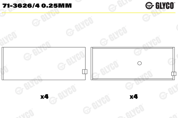 Шатунный подшипник GLYCO 71-3626/4 0.25MM