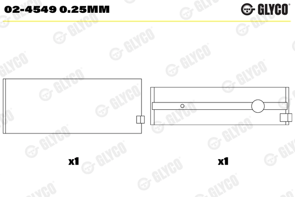 Подшипник коленвала GLYCO 02-4549 0.25MM
