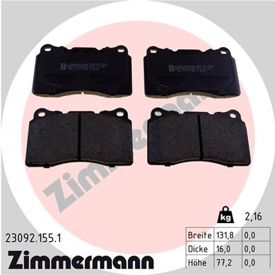 Комплект тормозных колодок дискового тормоза ZIMMERMANN 23092.155.1
