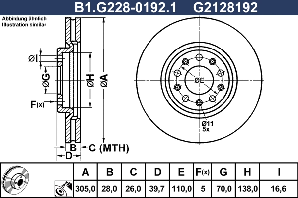 Тормозной диск GALFER B1-G228-0192-1