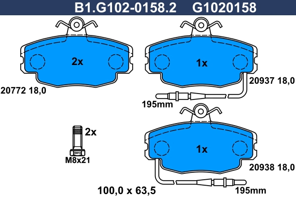Тормозные колодки GALFER B1-G102-0158-2