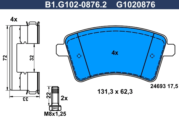 Тормозные колодки GALFER B1-G102-0876-2