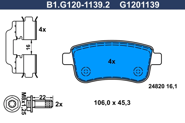Тормозные колодки GALFER B1-G120-1139-2