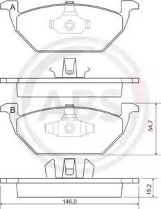 Комплект тормозных колодок дискового тормоза A.B.S. 37008
