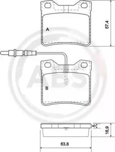Комплект тормозных колодок дискового тормоза A.B.S. 37009