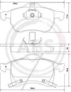 Комплект тормозных колодок дискового тормоза A.B.S. 37076