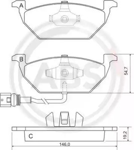 Комплект тормозных колодок дискового тормоза A.B.S. 37155