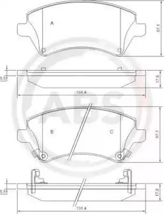 Комплект тормозных колодок дискового тормоза A.B.S. 37405