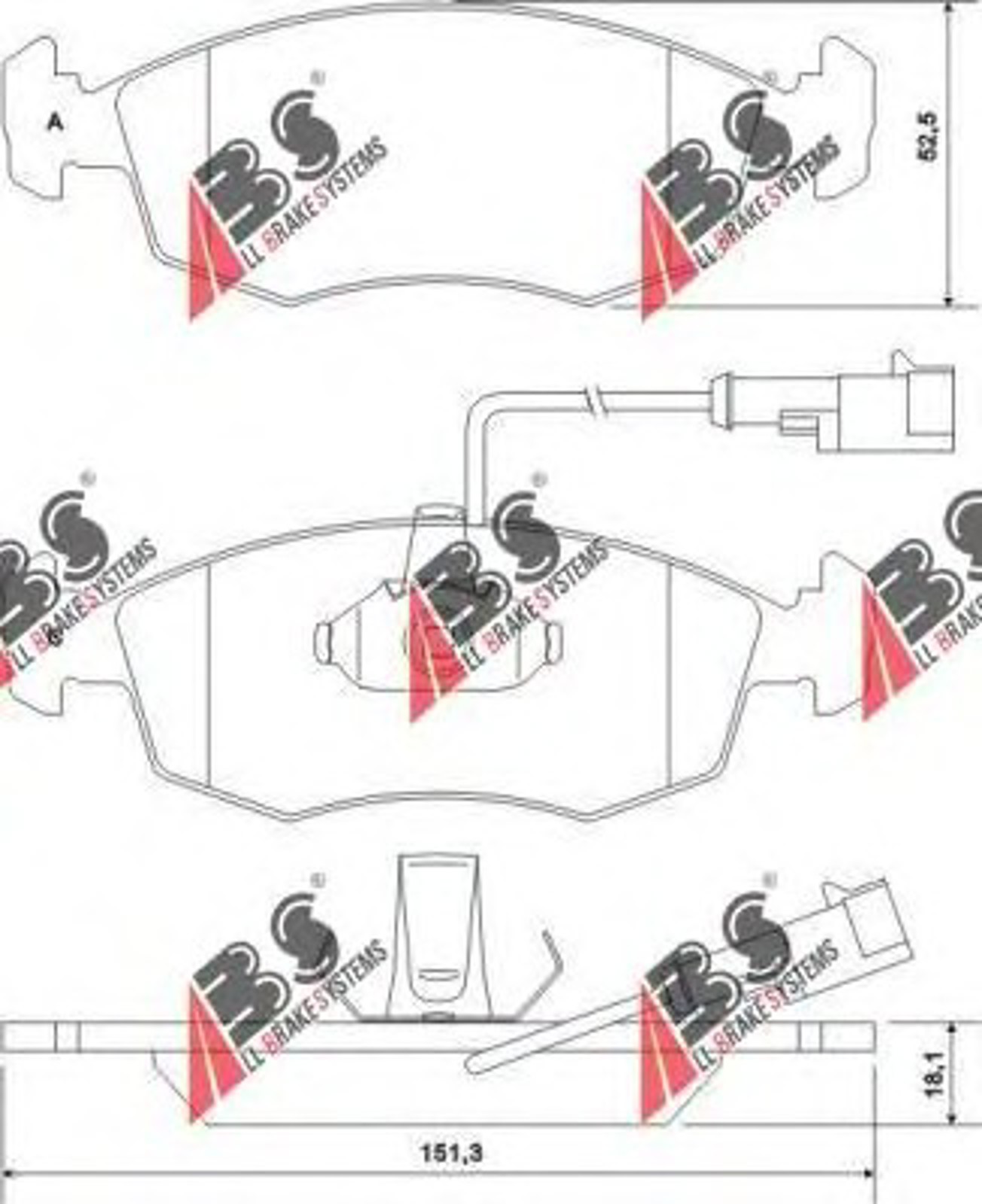 Комплект тормозных колодок дисковый тормоз A.B.S. 37122