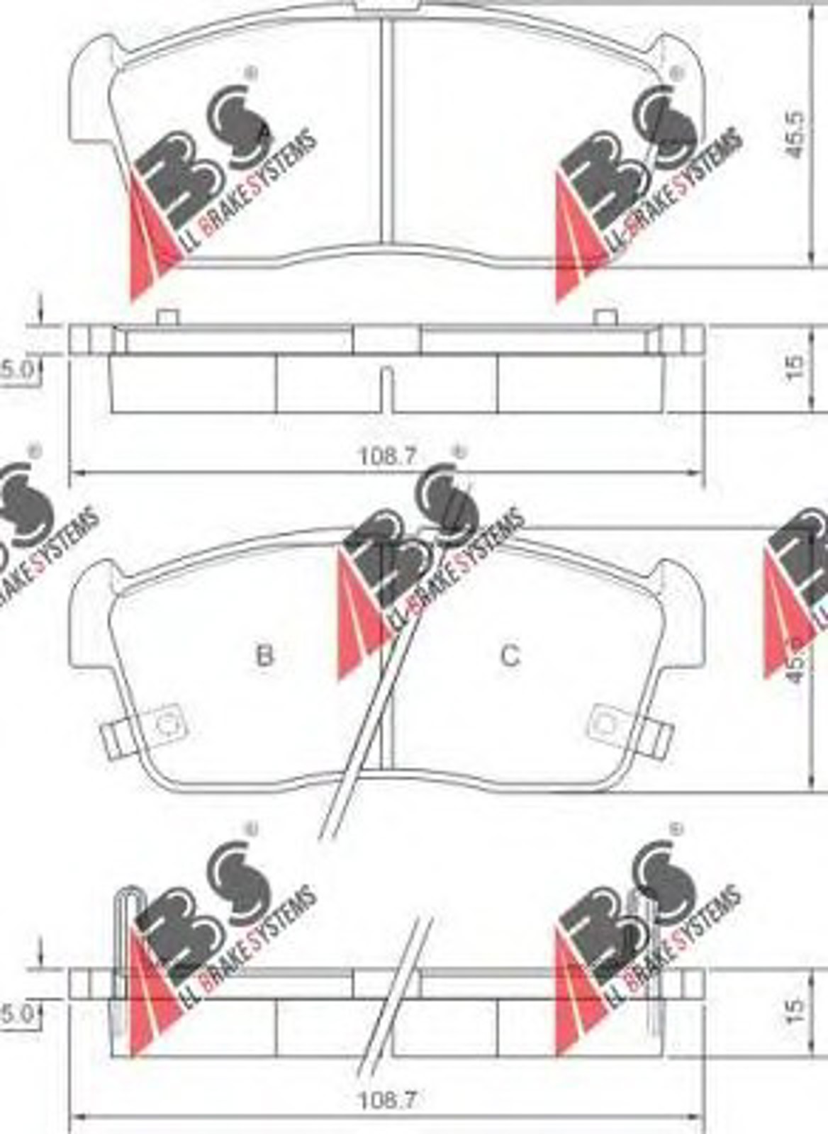Комплект тормозных колодок дисковый тормоз A.B.S. 37222
