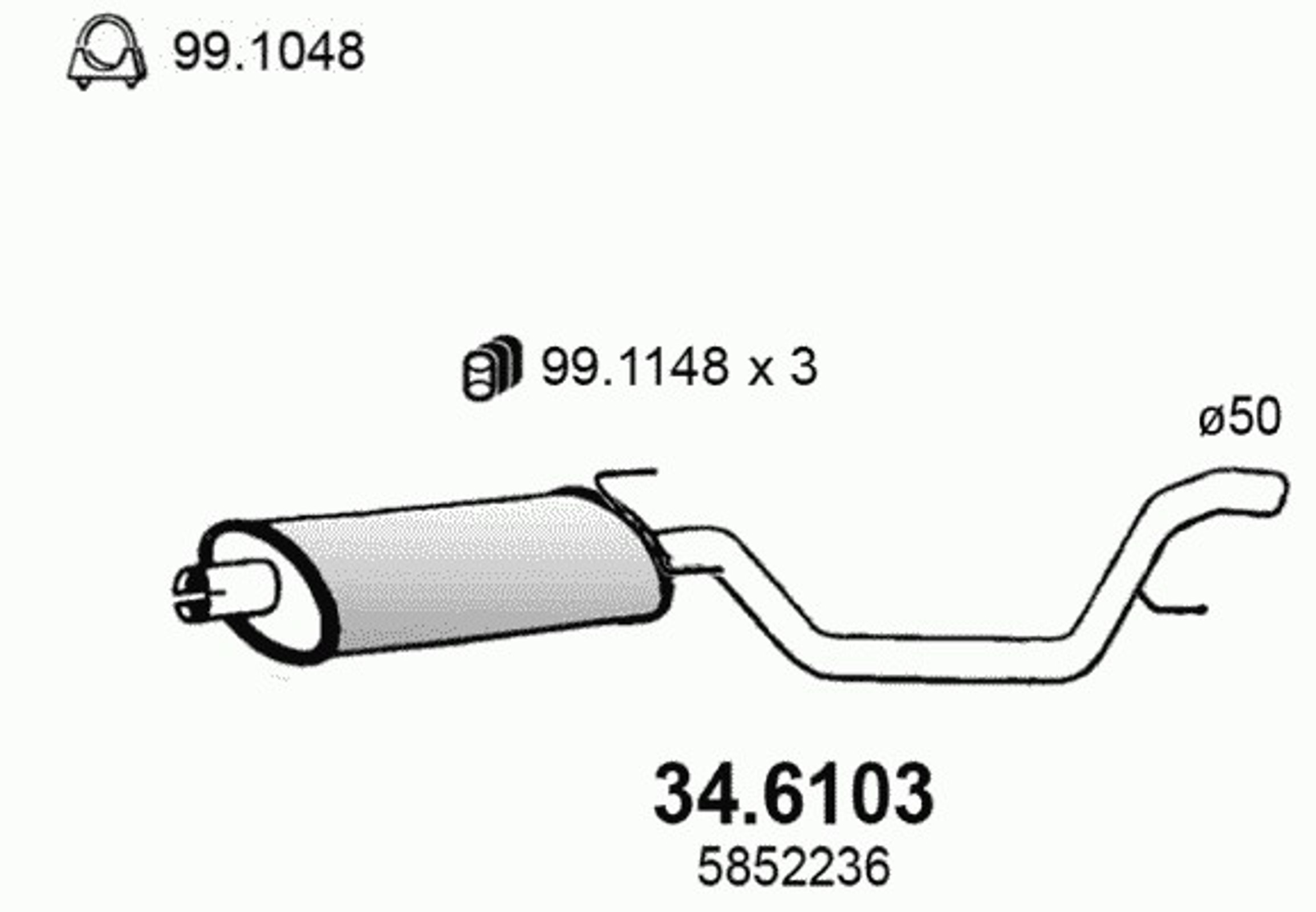 Средний глушитель выхлопных газов ASSO 34.6103