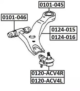 0120-acv4l toyota camry 2.4 2006.01 шаровая опора левая ASVA 0120-ACV4L