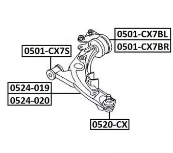 Сайлентблок рычага подвески ASVA 0501-CX7BL