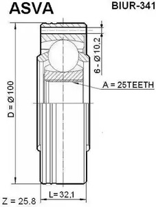 Шарнирный комплект приводной вал ASVA BIUR-341