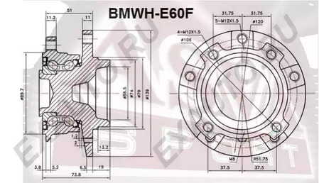 Ступица передняя ASVA BMWH-E60F