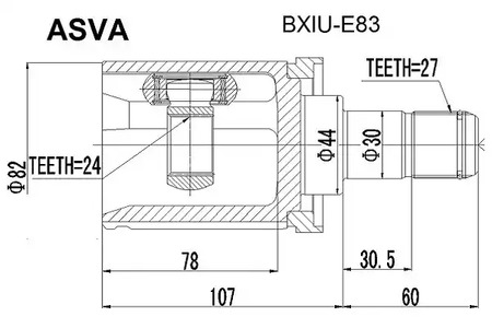 Шарнирный комплект приводной вал ASVA BXIU-E83
